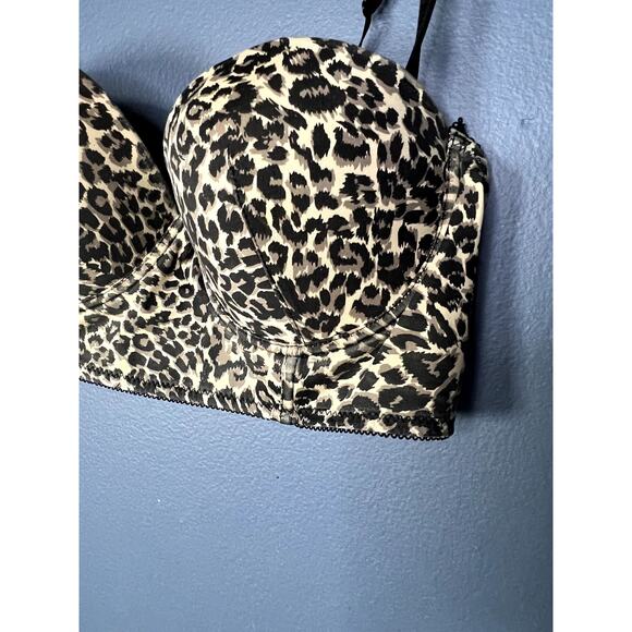 T-Shirt Bra Wired Women's Size 36C Cheetah Print Padded Comfort Longer Bottom - Picture 2 of 6